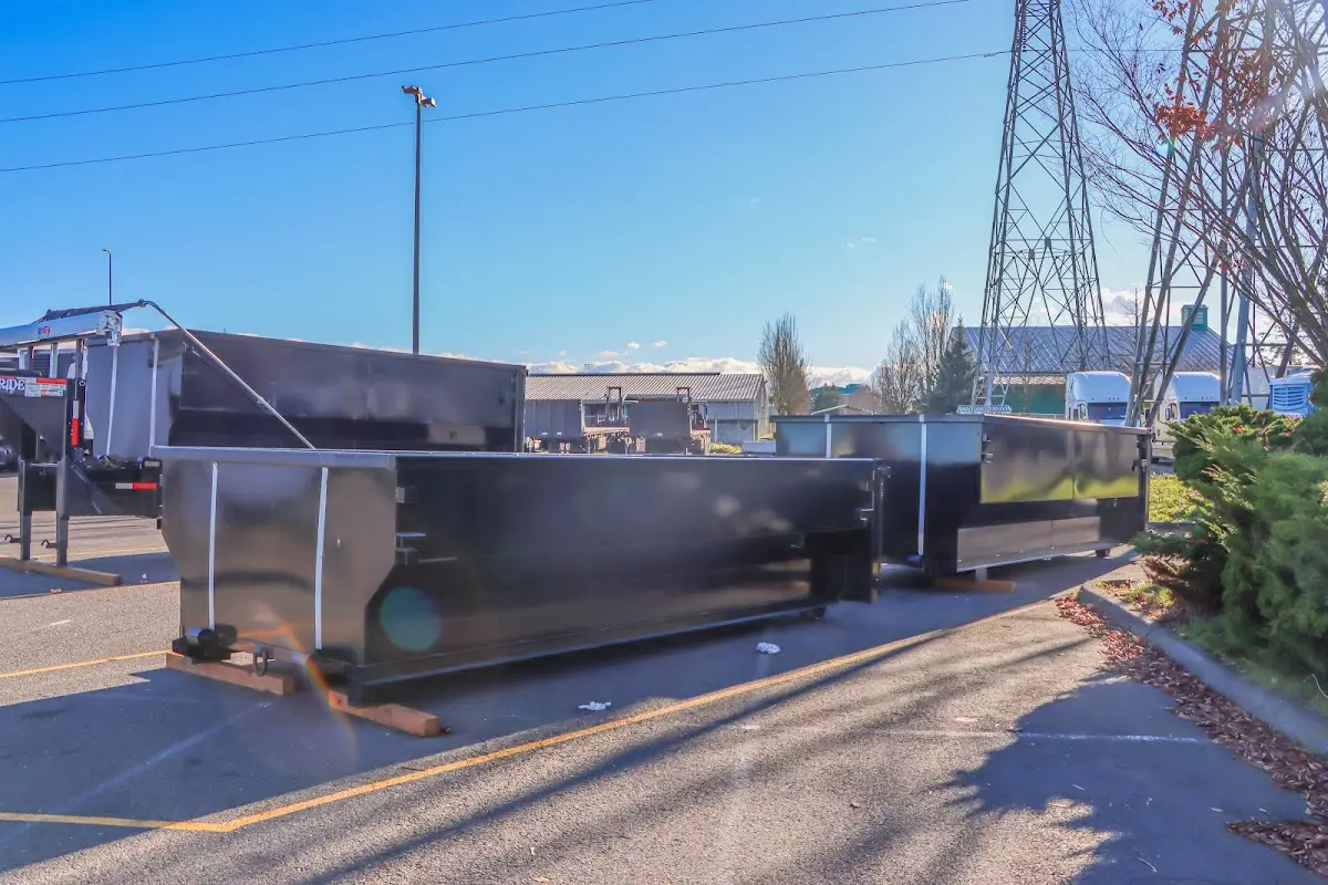 Roll-off dumpster ready for waste disposal at job site for Roofing Dumpster Rental in Hoboken